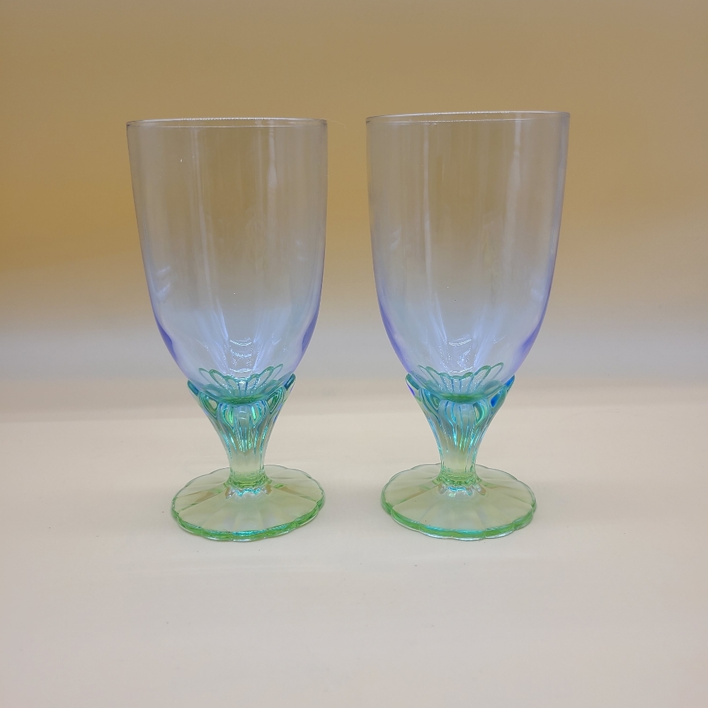Vintage Blue Green "Bahia" Crystal Tea or Water Goblet by Bormioli Rocco